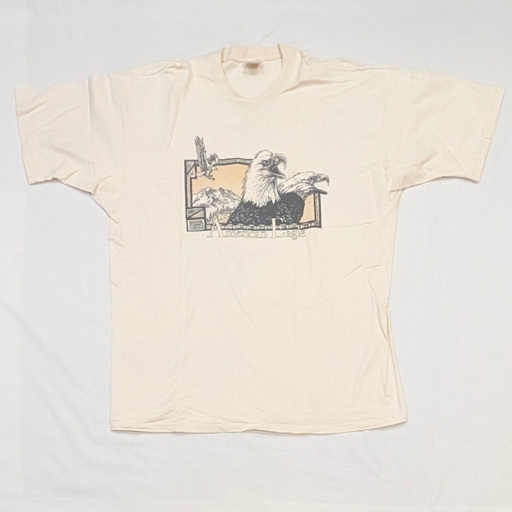 Vintage Del Sol American Eagle Graphic T-Shirt XXL Cream Made in USA Cotton